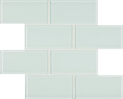 Arizona Tile 3 by 6-Inch Skylights Glossy Glass Tile on a 12 by 12-Inch Staggered Mesh, Arctic, 8-Pack