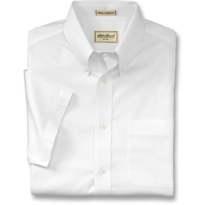 Breathable No-Iron Short-Sleeve Oxford Shirt (Tall XXXL White)