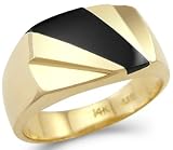 New Solid 14k Yellow Gold Heavy Ladies Mens Onyx Ring