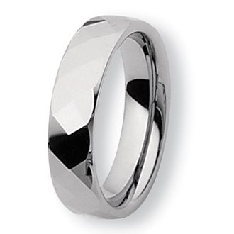 Polished Faceted Tungsten Carbide Ring (6.0 mm) - Sizes 6-13