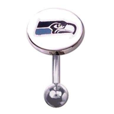 Seattle Seahawks 316L Stainless Steel Belly Ring - 14G - 3/8 Inch Bar Length - Sold Individually