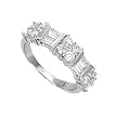 Rhodium Sterling Silver Ring with Cubic Zirconia - Size 6-9