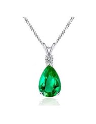 2.90Ct Pear Cut Emerald & Diamond Pendant 14K Gold