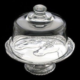 Arthur Court Horse 8-Inch Footed Tray with Glass Dome