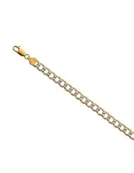 .925 Sterling Silver Gold Overlay Curb Chain Necklace 24" 3.2mm