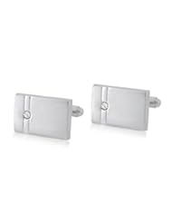 Home: Rectangle Alloy Plated Mens Cufflinks with Diamond Decoration (Silver) M. by Preciastore - Preciastore