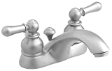 American Standard 7411.712.295 Hampton Two-Handle Centerset Lavatory Faucet with Speed Connect Pop Up Drain and Porcelain Levers, Satin Nickel