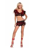 Red Feather Mini Skirt And Top Set - SMALL/MEDIUM