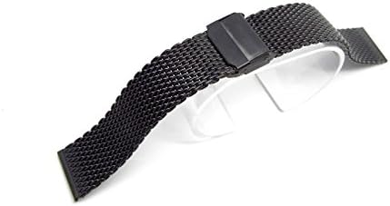 22mm Black Mid Weight Shark Mesh Stainless Steel Watch Band Strap Fits Pebble Time & Pebble Time Steel