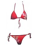 Guess Red/Teal String Side Tie Bikini