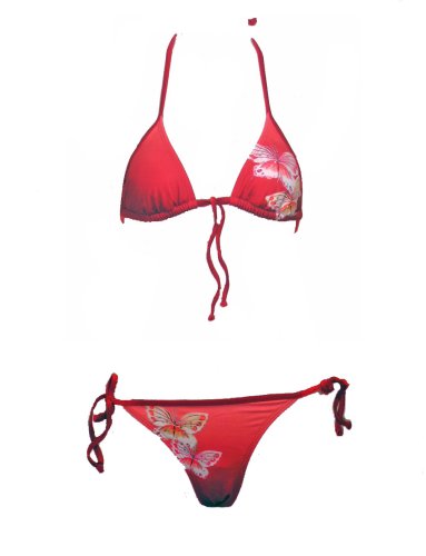 Guess Red/Teal String Side Tie Bikini