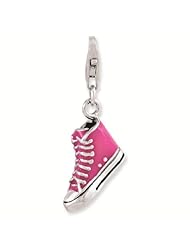 Sterling Silver Rhodium-plated 3-D Enameled High Top Shoe w/Lobster Clasp C - Charms and Bracelets Accessories Collection