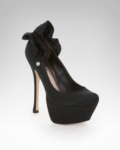 Bebe Naomi Ruffled Convertible Platform Pump Black Size 8 B(M) US