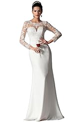 Lace Sheer Velvet Full Length Scoop Neck Evening Dress 