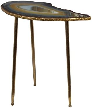 Privilege Goldtone Metal Contemporary Leaf Accent Table