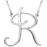 Clevereve's Silver Fashion Script Initial Necklace Sterling Silver R 16
