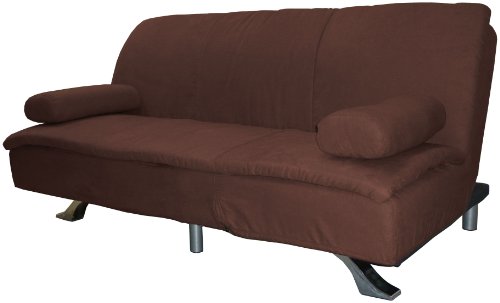 Epic Furnishings Majestic Micro Suede Click Clack Convertible Pillow Top Futon Sofa Sleeper Bed, Chocolate Brown