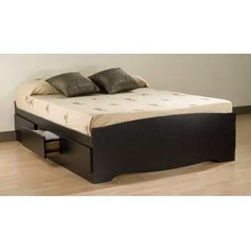 Mate's Queen Platform Bed w Storage (Black)