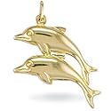 Jewelco London 9ct Yellow gold Double Dolphin Charm ( 1.3g )