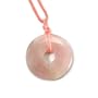 Rose Quartz Polished Gemstone Donut Pendant on Adjustable Silk Necklace