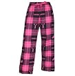 Fuschia Hot Pink Check and Cheer Megaphone Print Spirit Fun Print Novelty tie cord flannel cotton pants for lounging, sleep, sports. Unisex relaxed fit,
