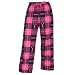 Fuschia Hot Pink Check and Cheer Megaphone Print Spirit Fun Print Novelty tie cord flannel cotton pants for lounging, sleep, sports. Unisex relaxed fit, available in 3 Youth sizes