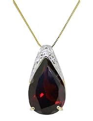 14k Solid Gold 18" Necklace with Garnet Pendant