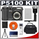 Nikon Coolpix P5100 12.1 Megapixel Digital Camera with 3.5x VR Optical Zoom + High Power Bounce Head Auto Electronic Flash with Grip + High Speed 2.0 USB SecureDigital Card Reader + Spare EN-EL5 Battery for Nikon + Digital Camera Case