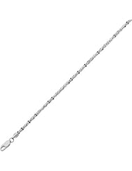 Silver with Rhodium Finish 2.2mm wide Diamond Cut Sparkle Chain with Pear Shape Clasp