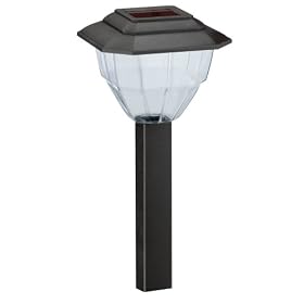 Malibu Solar White Nichia LED Outdoor Plastic Garden Lights, Black with Clear Faceted Globe 4-Pack #LZ1008-4