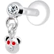 Silver 925 Clear CZ Dangling Teddy Bear Tragus Earring
