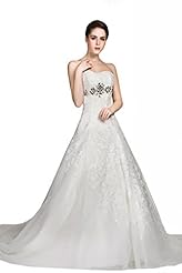 Strapless Satin/Tulle Beaded Belted Lace-Up Crystals Crystal Applique Wedding Dress 