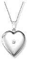 14k White Gold Heart Locket w/ Diamond Accent, 18"