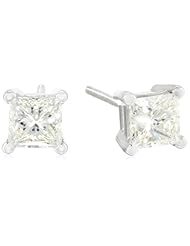 IGI-Certified Platinum Princess-Cut Four-Prong Diamond Stud Earrings (1 cttw, G-H Color, VS2 Clarity)