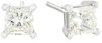 Hot Sale IGI-Certified Platinum Princess-Cut Four-Prong Diamond Stud Earrings (1 cttw, G-H Color, VS2 Clarity)