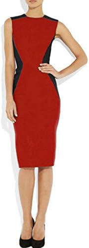 MF Dress Women's Full Zip Back Block Pencil Dress Large,Red