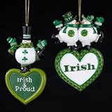 Set Of 2 Irish & Proud Snowman Christmas Ornaments