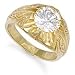 Jewelco London 9ct Solid gold hand finished men's cubic zirconia set solitaire Ring