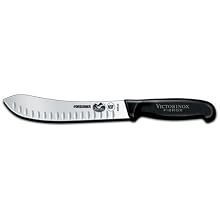 Victorinox Cutlery 8-Inch Granton Edge Butcher Knife, Black Fibrox Handle