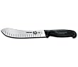Victorinox Cutlery 8-Inch Granton Edge Butcher Knife, Black Fibrox Handle