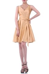 A-line Knee Length Satin  Dress