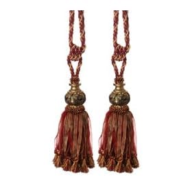 Pair of Gold and Red Wine Jasmine Tassels