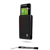 Black / Red Vertical Delux Leather Cover Case with Removable Spring Belt Cl ....