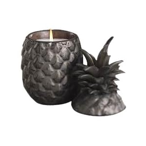 Zodax Small Ceramic Pineapple Lidded Jar with Pineapple-Scented Candle, Antique Bronze