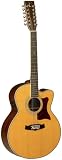 Tanglewood 12-String Super Jumbo Acoustic Guitar with Solid Cedar Top and Mahogany Back & Sides Light Amber Satin Finish (TW55-12-NS-E)