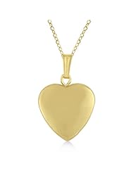 Heart Shaped Polished Finish Pendant Necklace And Locket w/ Chain For Women 14K Yellow Gold Vermile