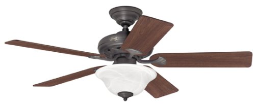 Hunter 22465 The Brookline Two-Light 52-Inch Five Blade Ceiling Fan, New Bronze with Bowl