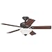 Hunter 22465 Brookline 52-Inch Ceiling Fan with Light and 5 Dark-Cherry/Medium-Oak Blades, New Bronze