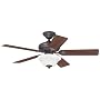 Hunter 22465 Brookline 52-Inch New Bronze Ceiling Fan with Light and 5 Dark-Cherry/Medium-Oak Blades