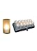 Mr. Light Set of 12 Restaurant Quality Rechargeable Tealights/ Flickering Amber LEDs + 12 Glass Holders